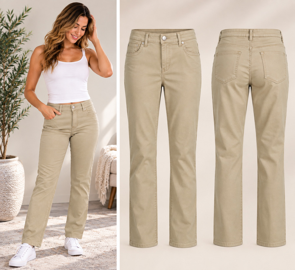 New Directions Khaki Straight Leg Pants Size 8